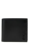 black leather cuir glace mat smooth leather on-tone ysl logo book closure