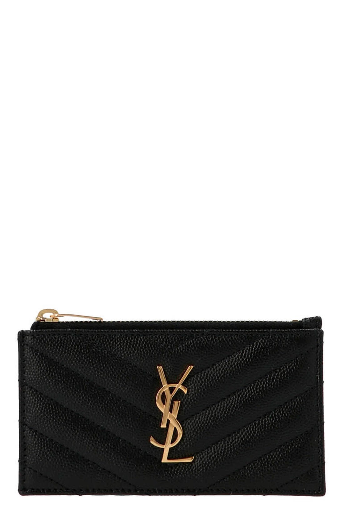 SAINT LAURENT OS monogram card case in grain de poudre matelassé leather