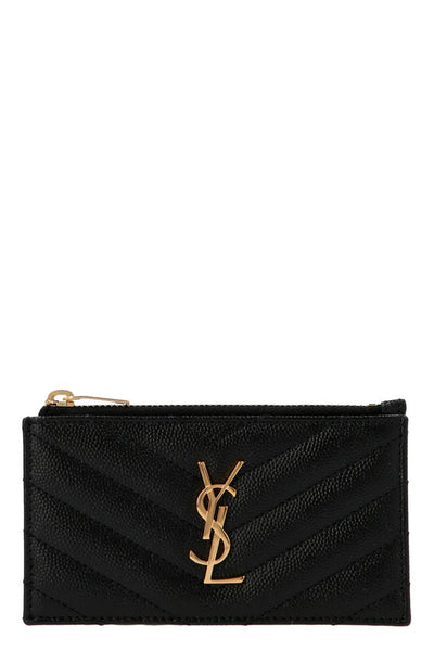 monogram card case in grain de poudre matelassé leather