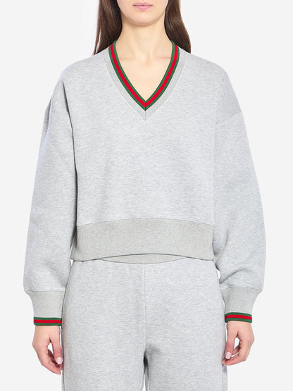 GUCCI XS web cotton jersey sweatshirt
