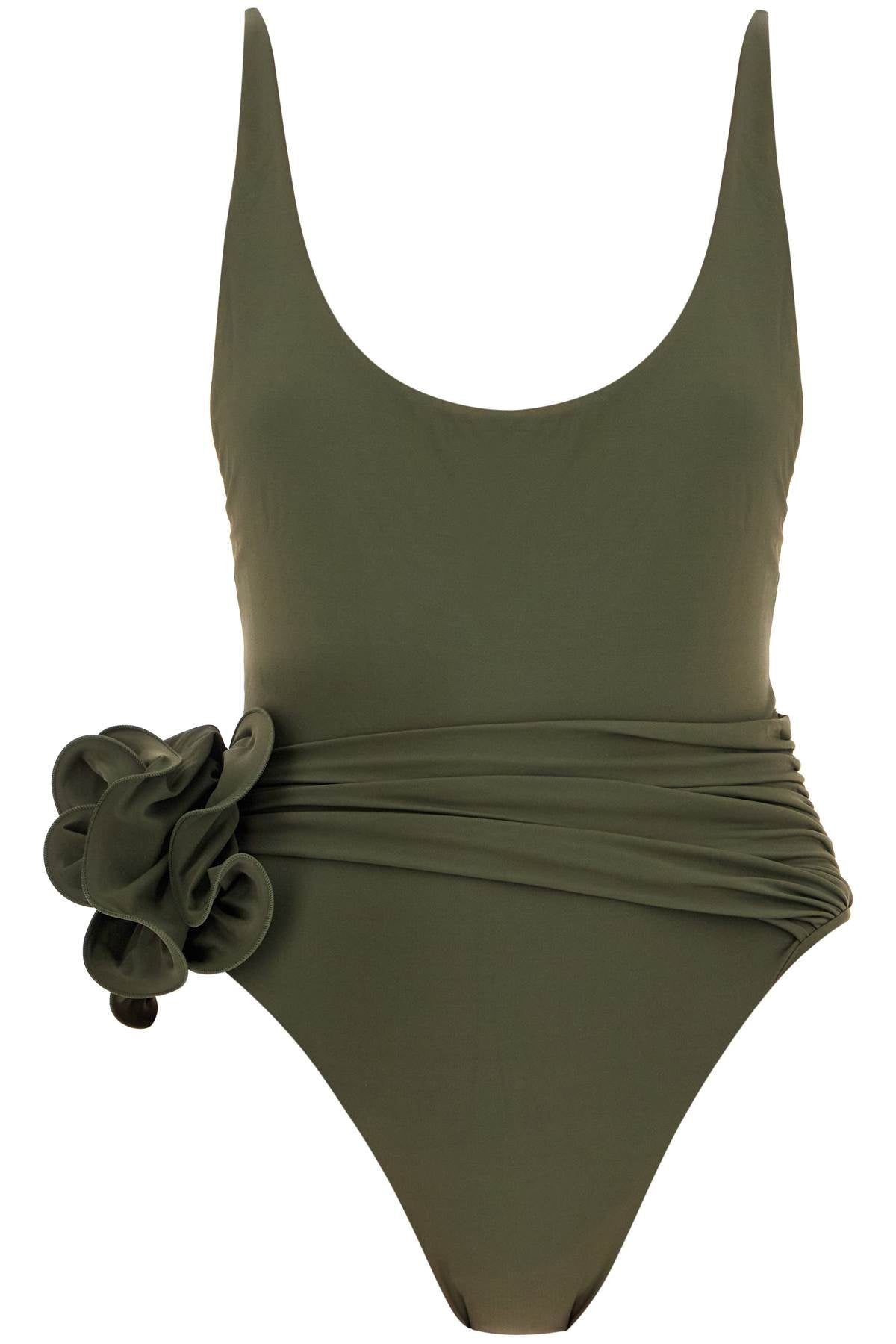 one-piece swimsuit with applied flower