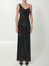 black rhinestones draped maxi dress