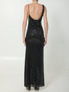 black rhinestones draped maxi dress