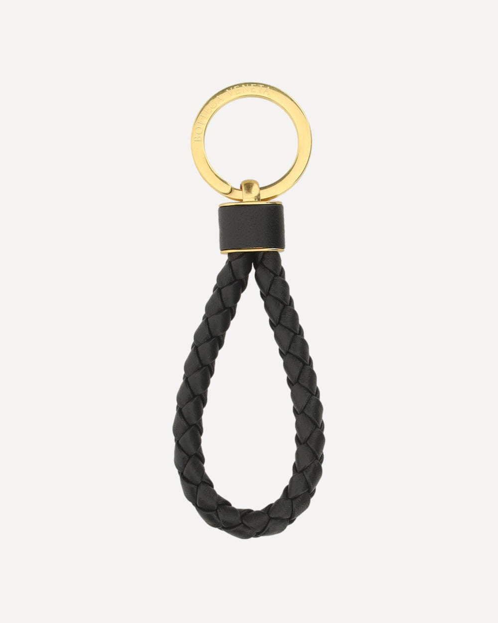 Bottega Veneta Woven Leather Key Ring Black
