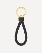 Bottega Veneta Woven Leather Key Ring Black