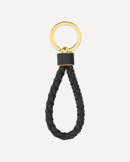 Bottega Veneta Woven Leather Key Ring Black