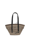 medium braid basket shoulder bag in iraca palm and calfskin