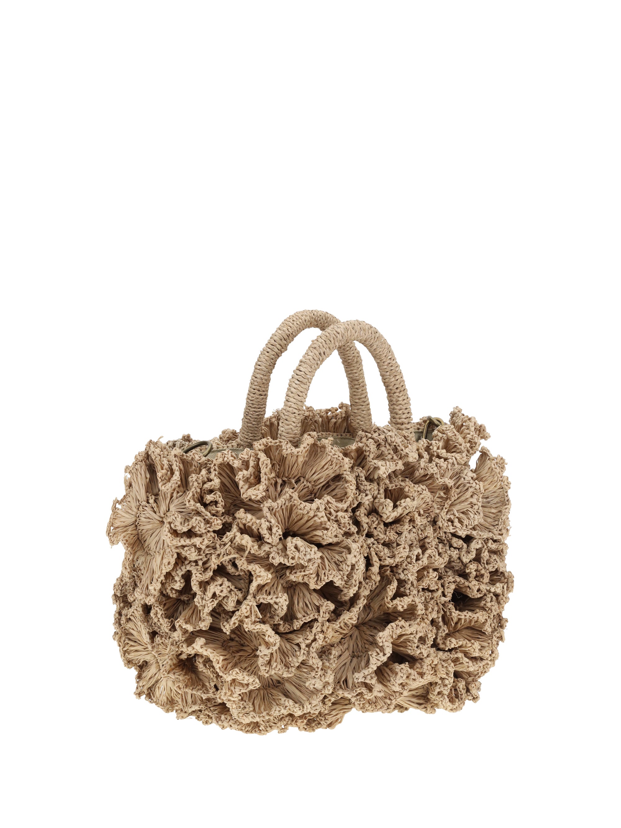 coral raffia handbag