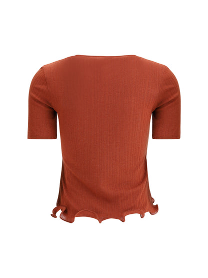 FENDI L short-sleeved virgin wool top