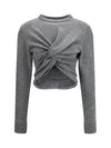 ruched crewneck sweater