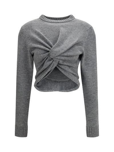 ruched crewneck sweater