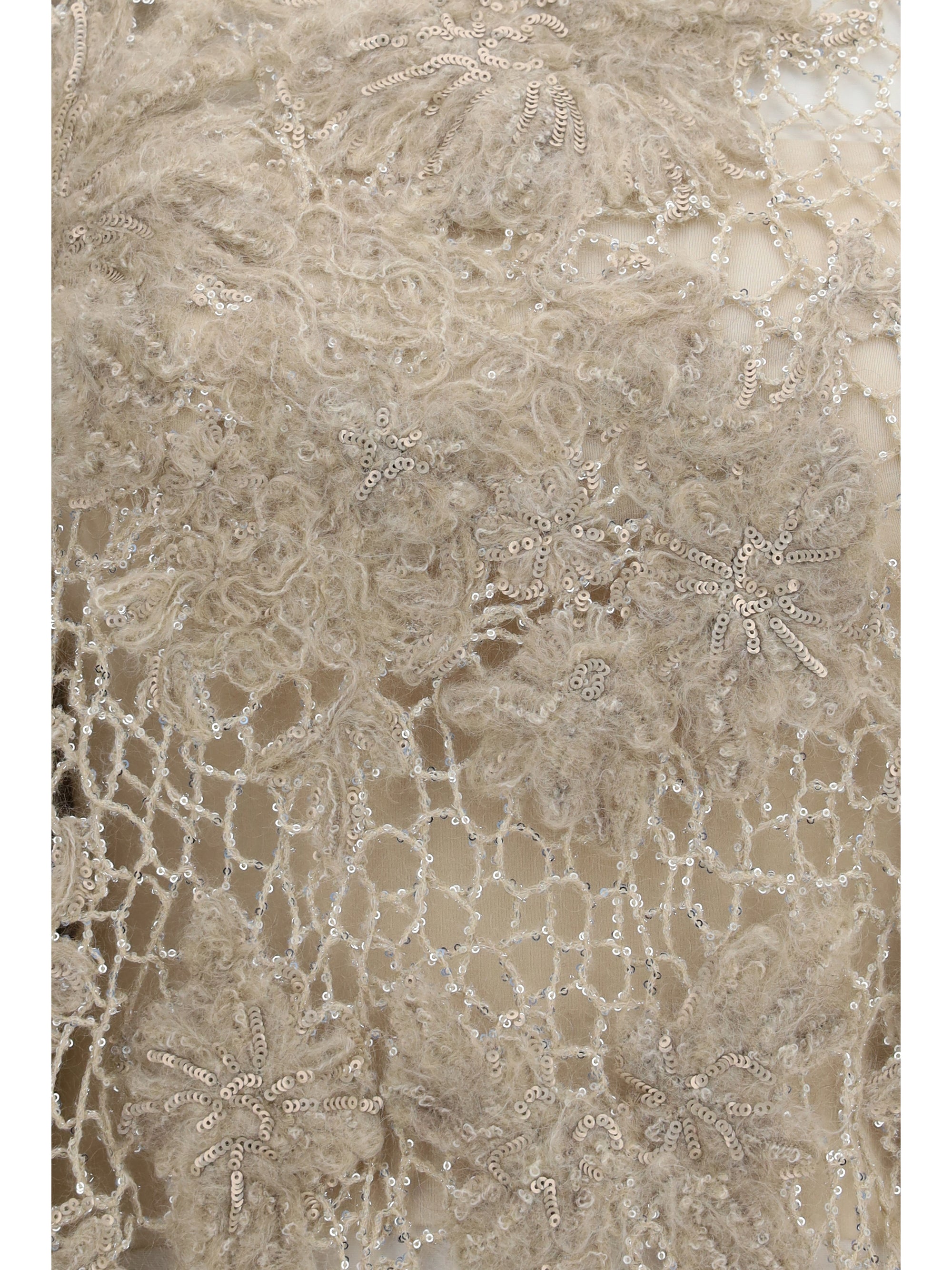 whispering bloom embroidery sparkling mohair and wool sweatshirt