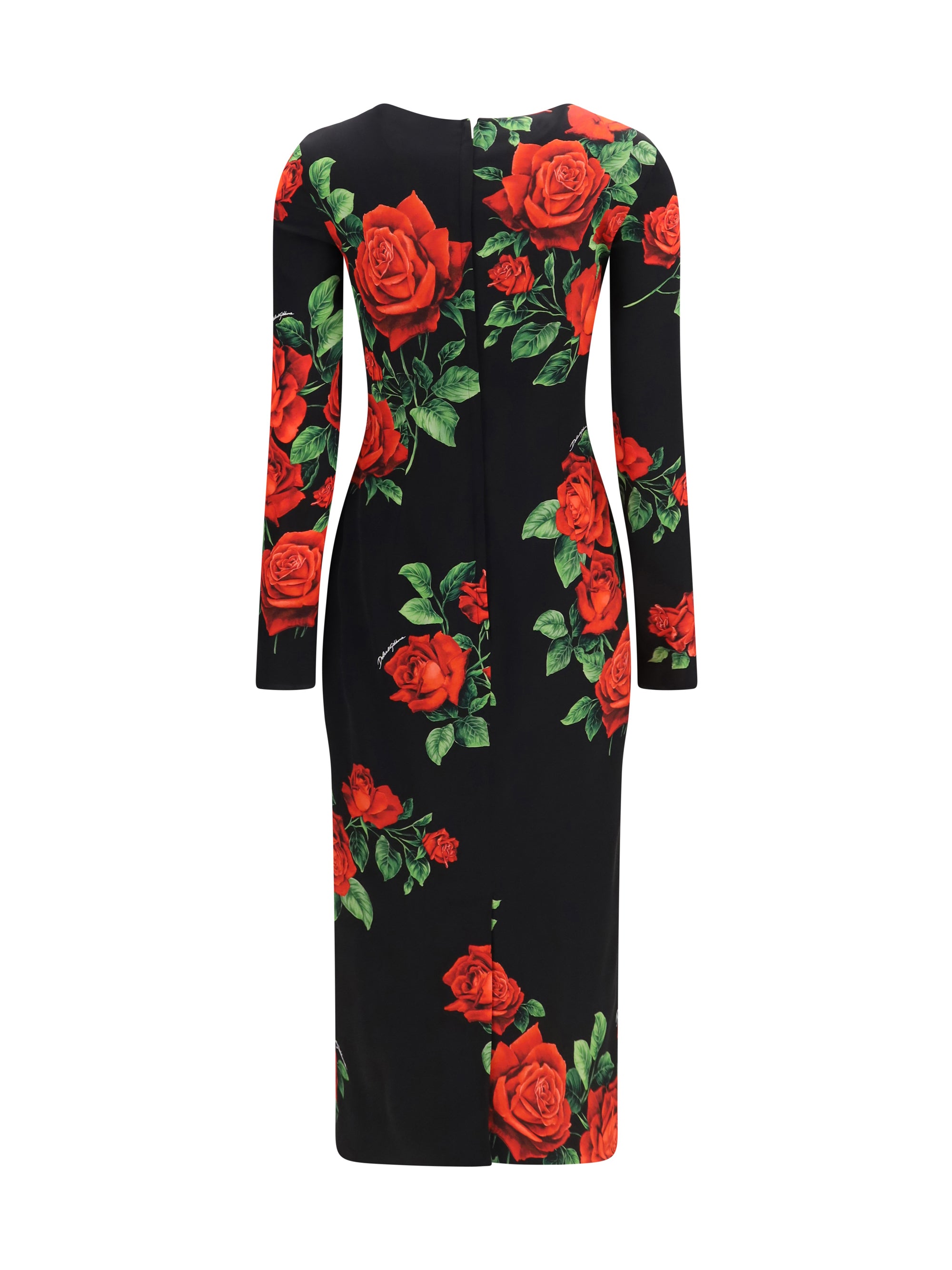 rose-print charmeuse midi dress