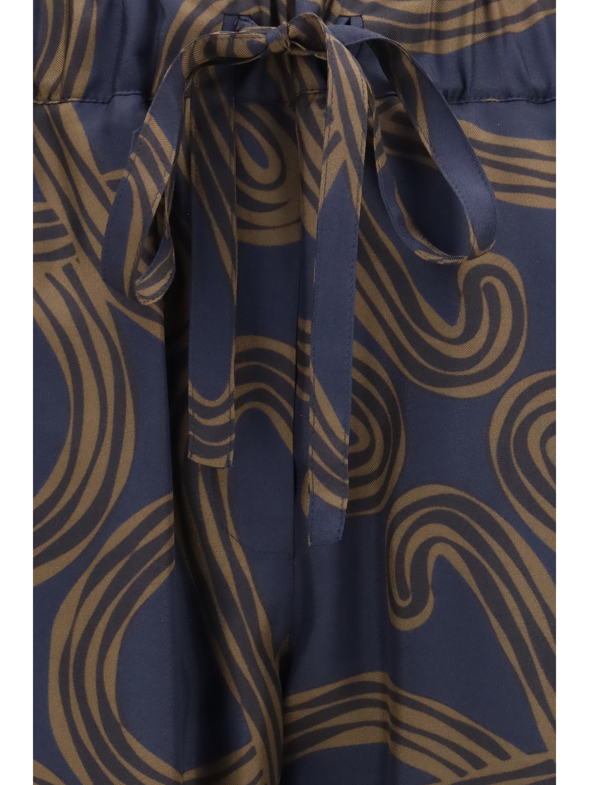 lightweight printed silk twill pants