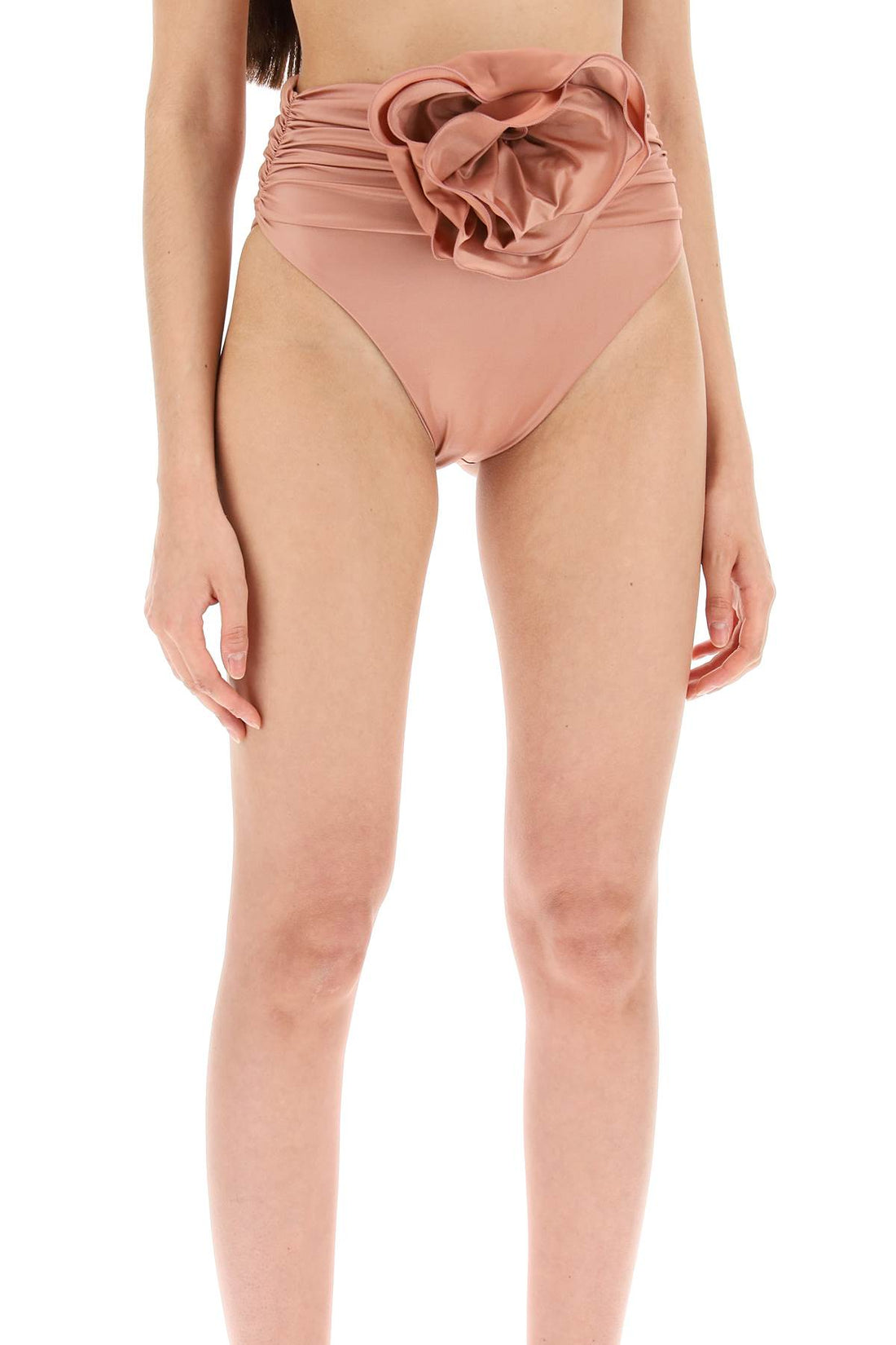 high-waisted bikini briefs with flower clip