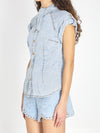 denim tie neck shirt