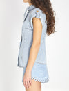 denim tie neck shirt