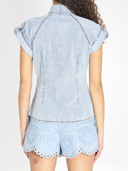 ZIMMERMANN 0 denim tie neck shirt 