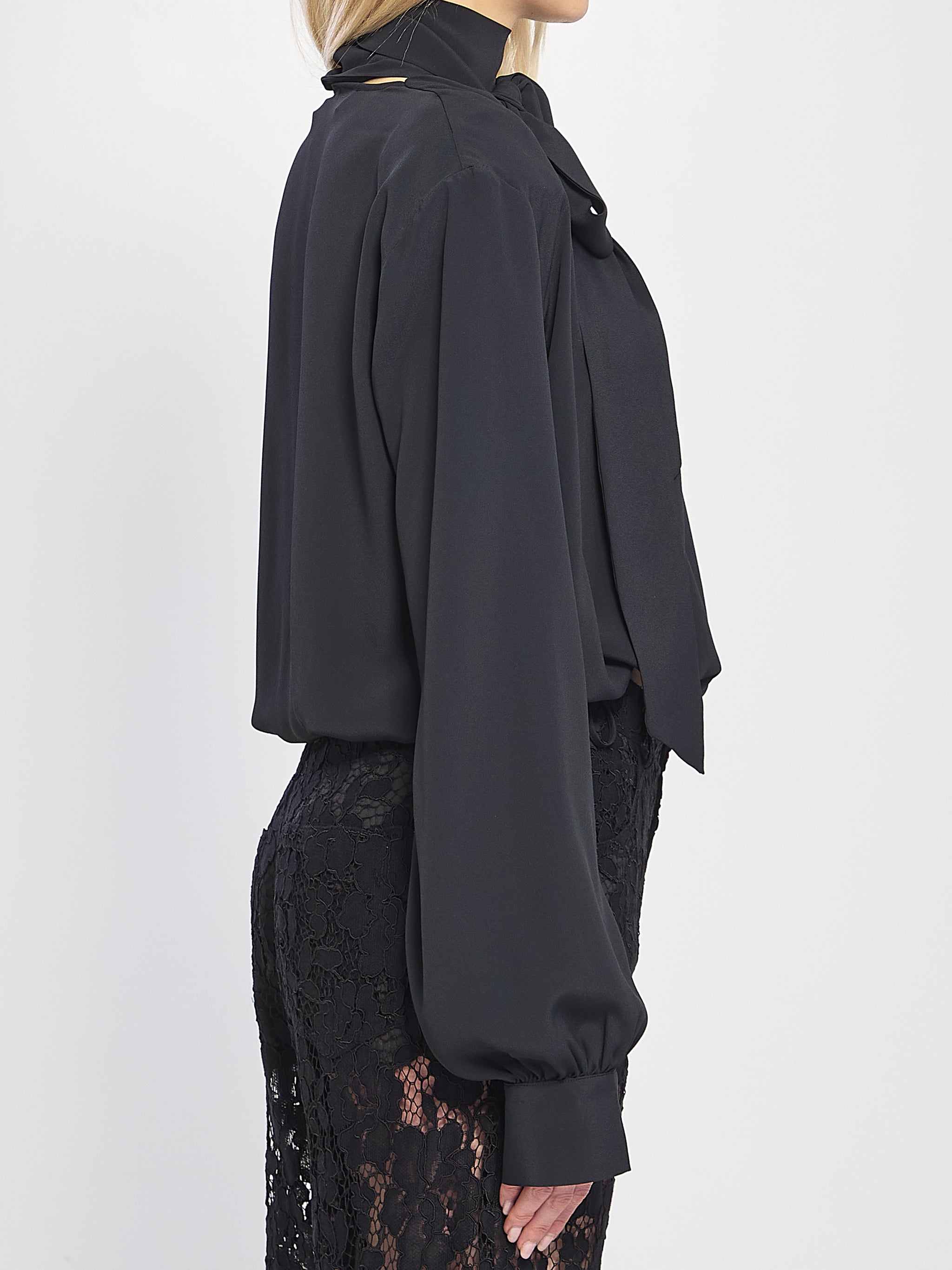 cross-over blouse with scarf