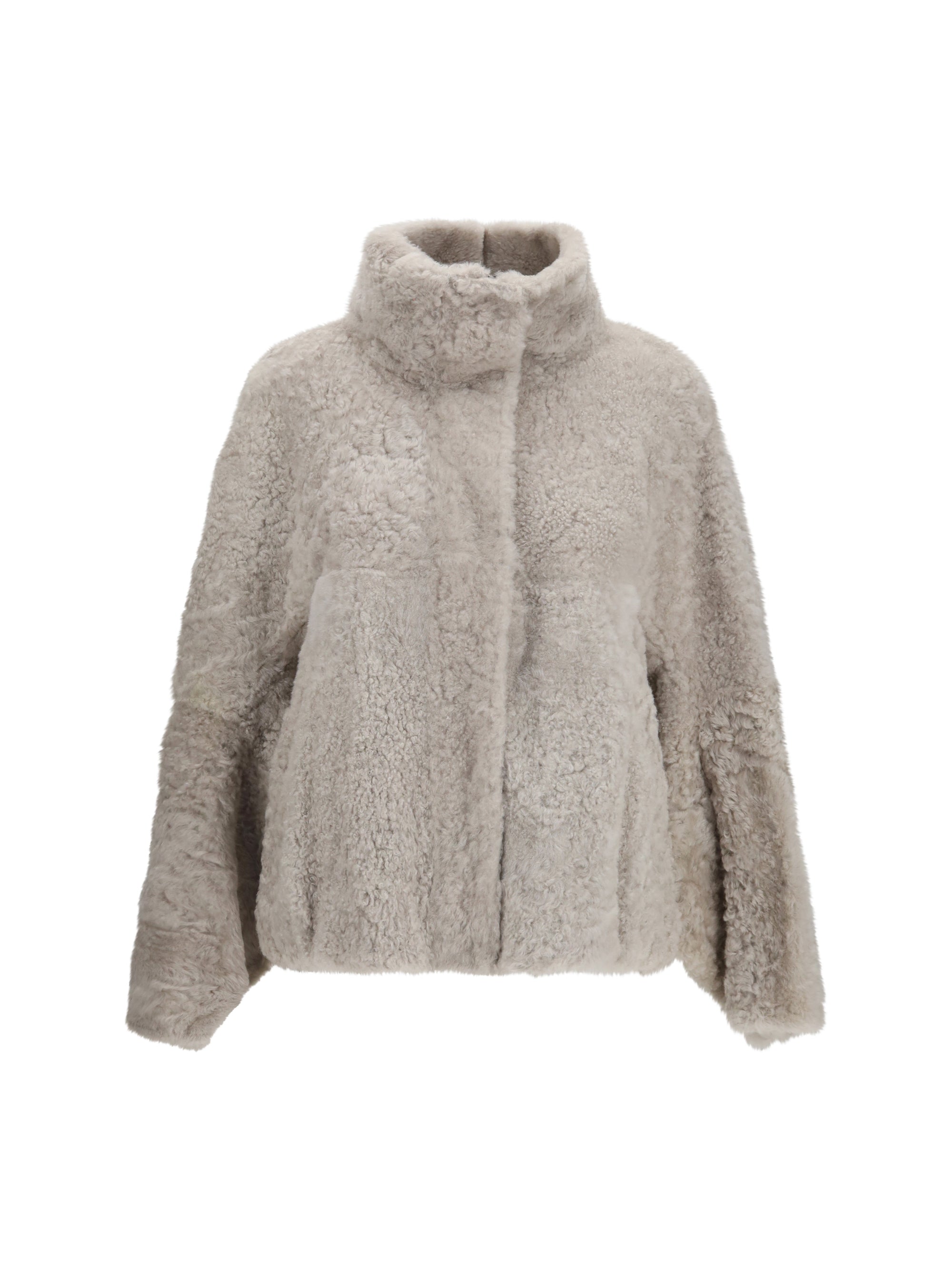 high-neck shearling jacket