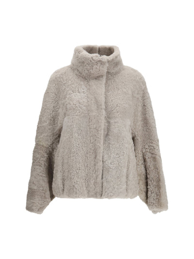 high-neck shearling jacket