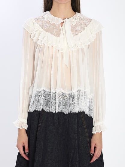 SELF PORTRAIT 10 georgette lace blouse
