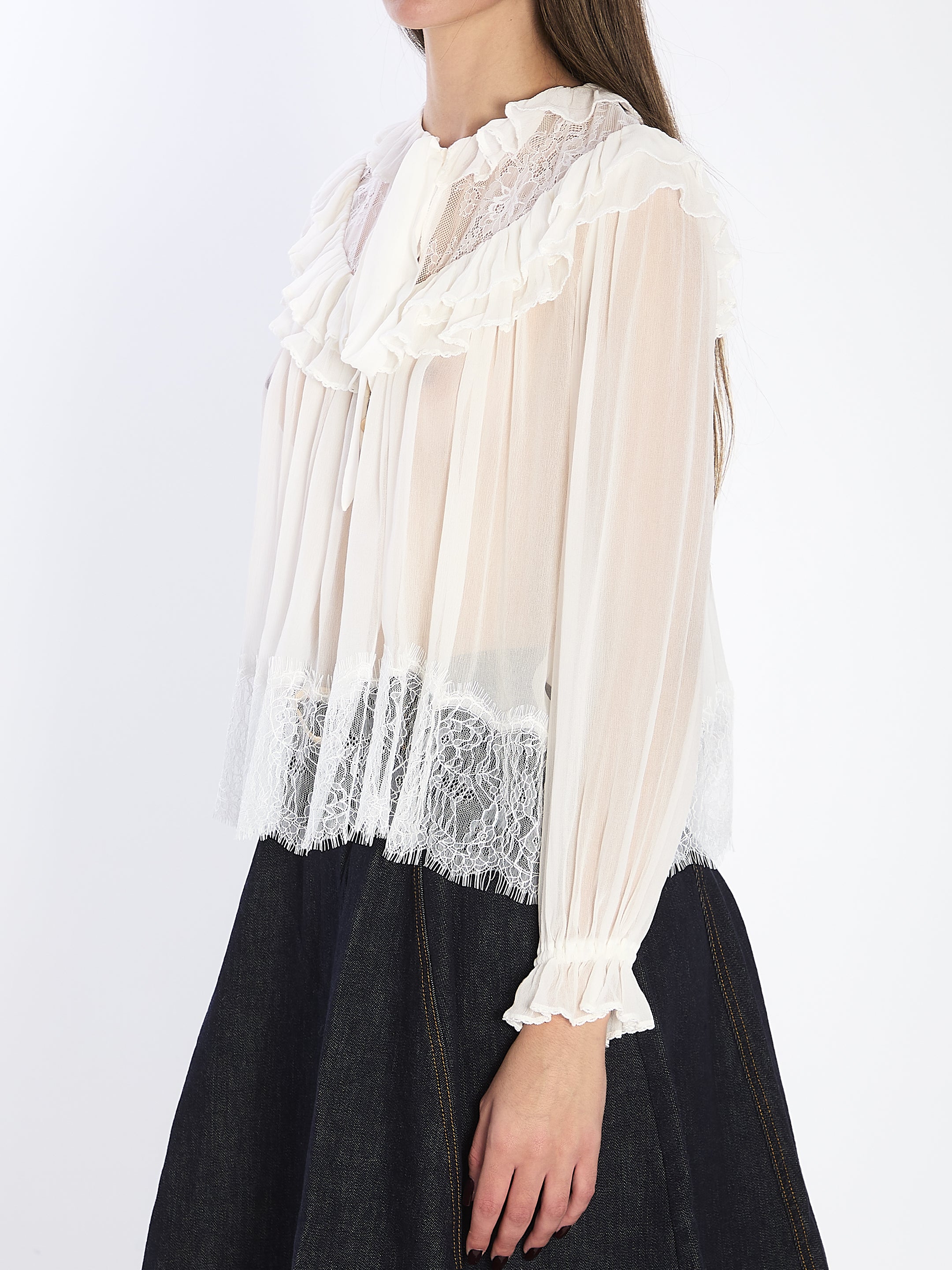 SELF PORTRAIT 10 georgette lace blouse