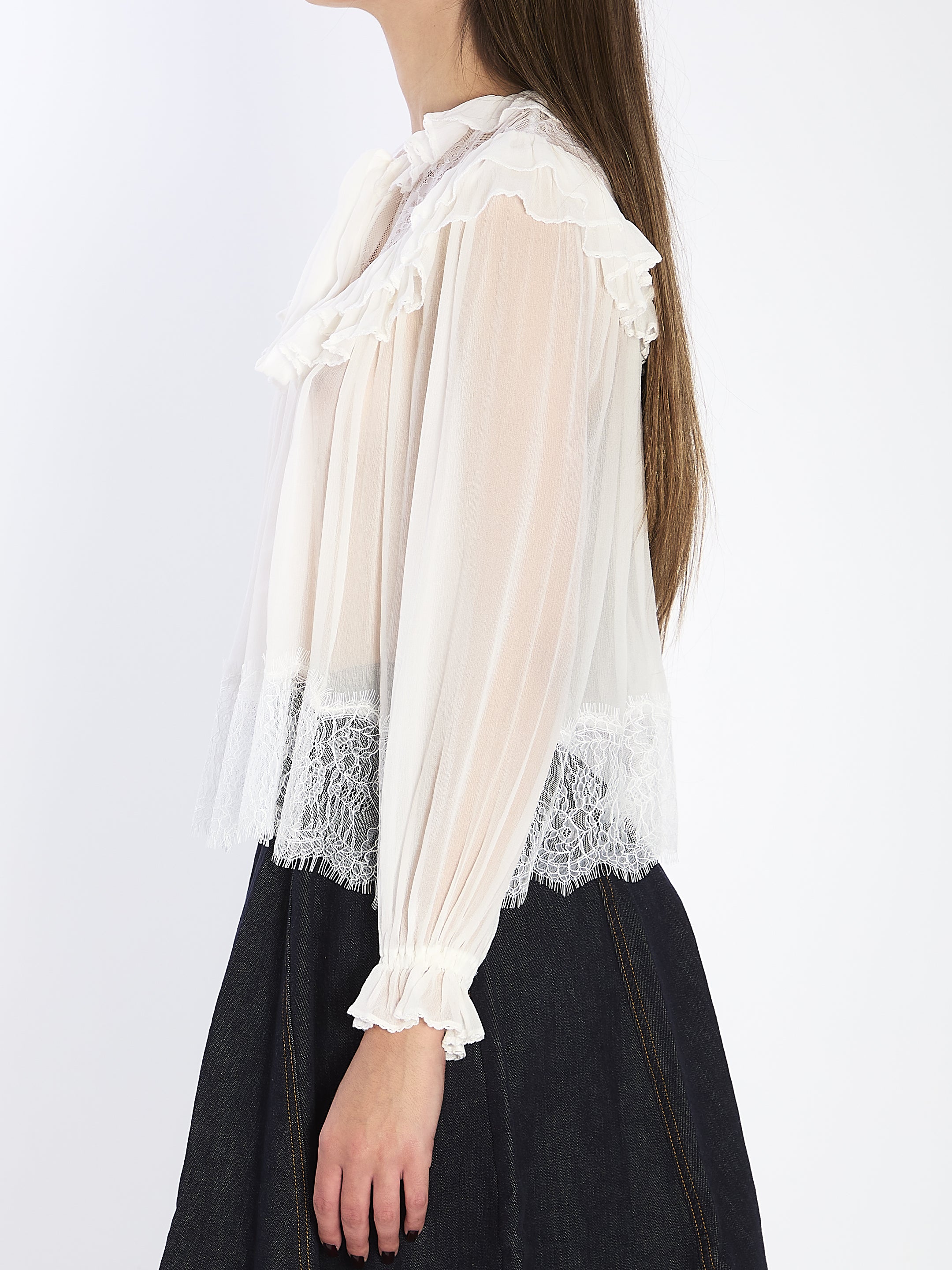 SELF PORTRAIT 10 georgette lace blouse