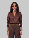 brown stretch silk shirt