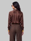 brown stretch silk shirt
