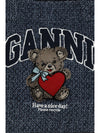medium denim tote bag with bear