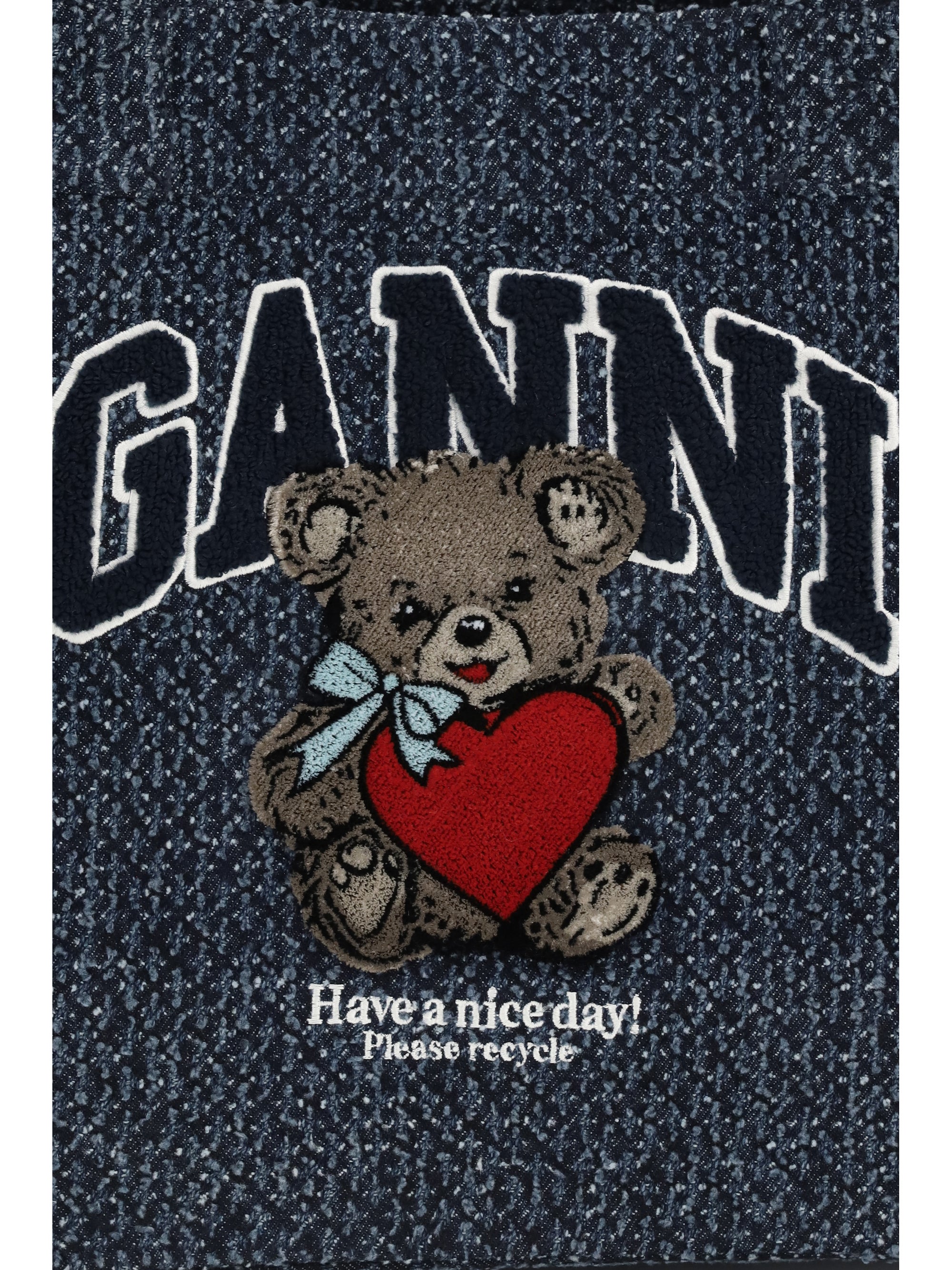 medium denim tote bag with bear