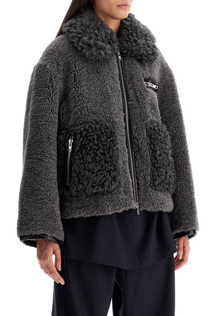 short eco shearling coat