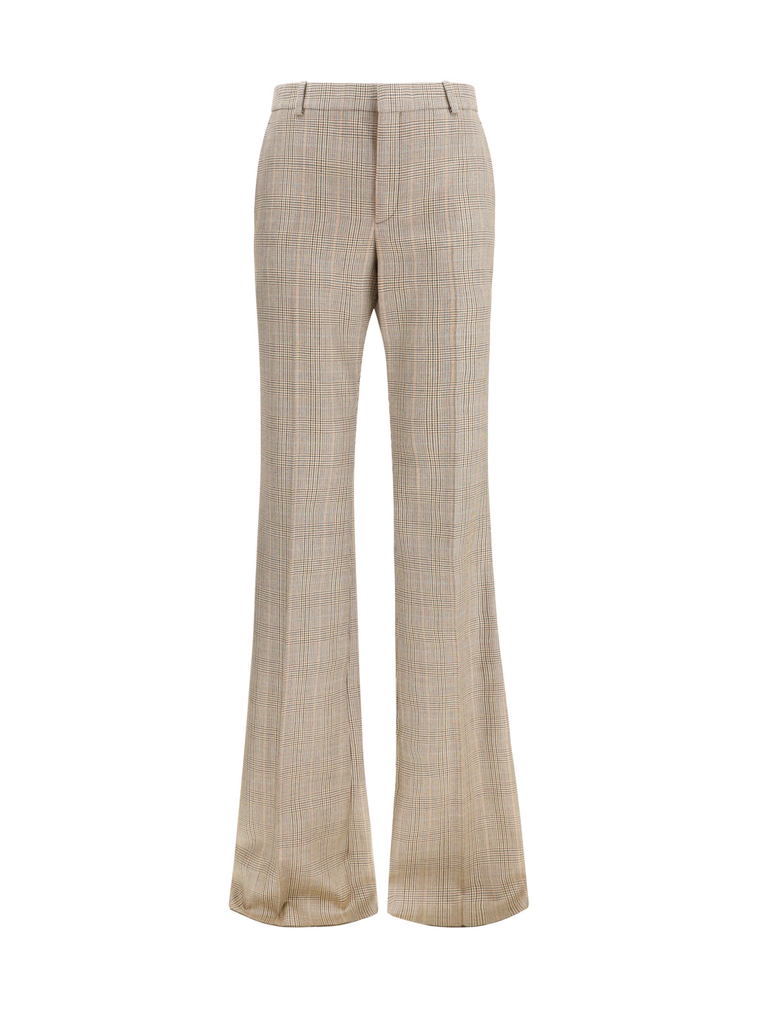 SAINT LAURENT 38 prince of wales houndstooth wool flared pants