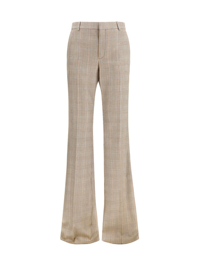 prince of wales houndstooth wool flared pants