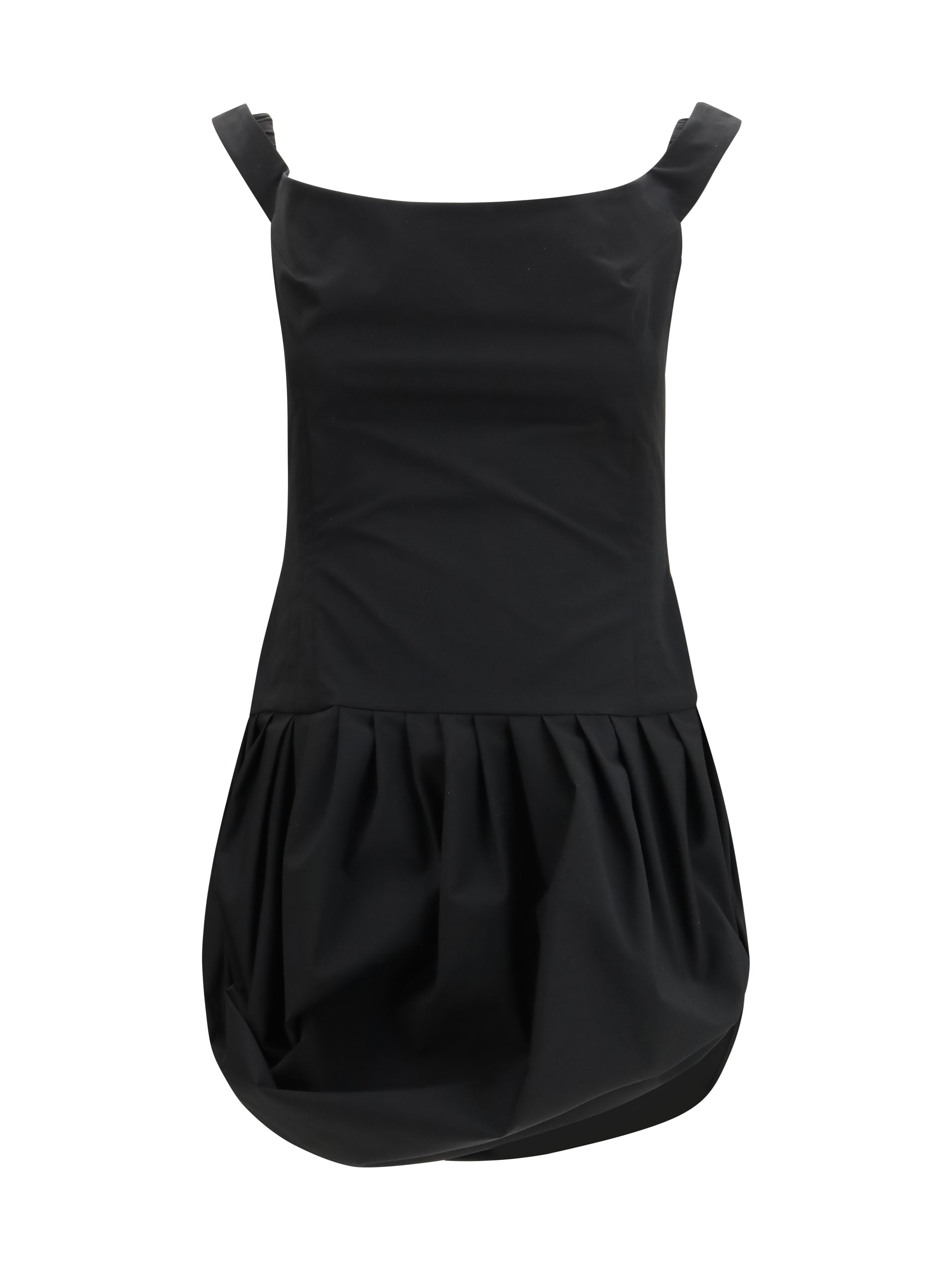off-shoulder puff skirt mini dress