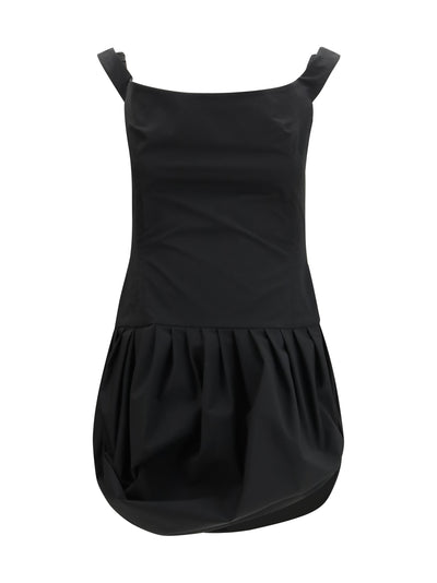 off-shoulder puff skirt mini dress