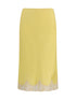 SAINT LAURENT 42 satin midi skirt with lace inserts