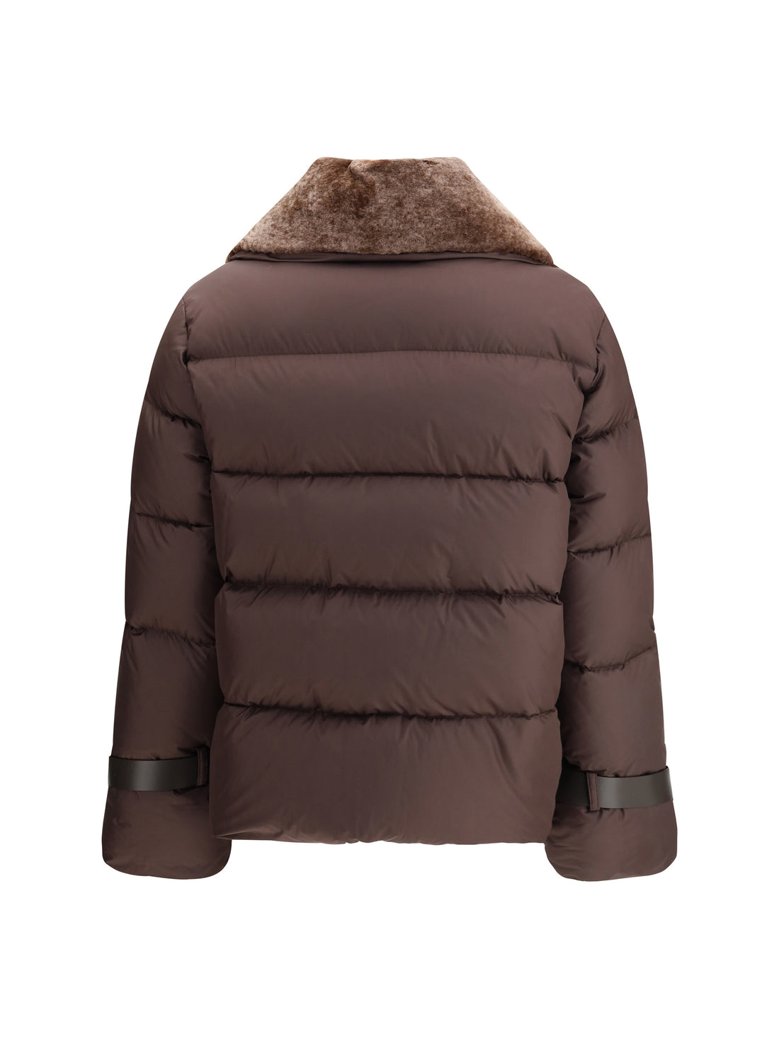 FENDI M down jacket in technical fabric and leather