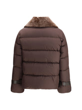 FENDI M down jacket in technical fabric and leather