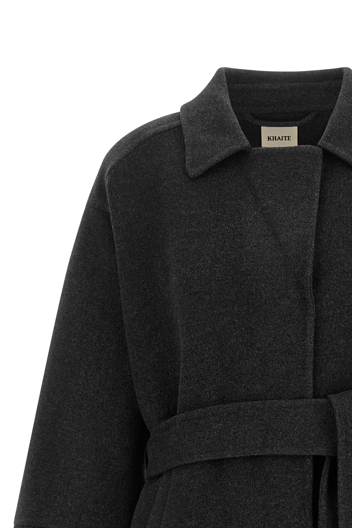 the khaite alder jacket in pure anthracite grey structured wool defines an ove