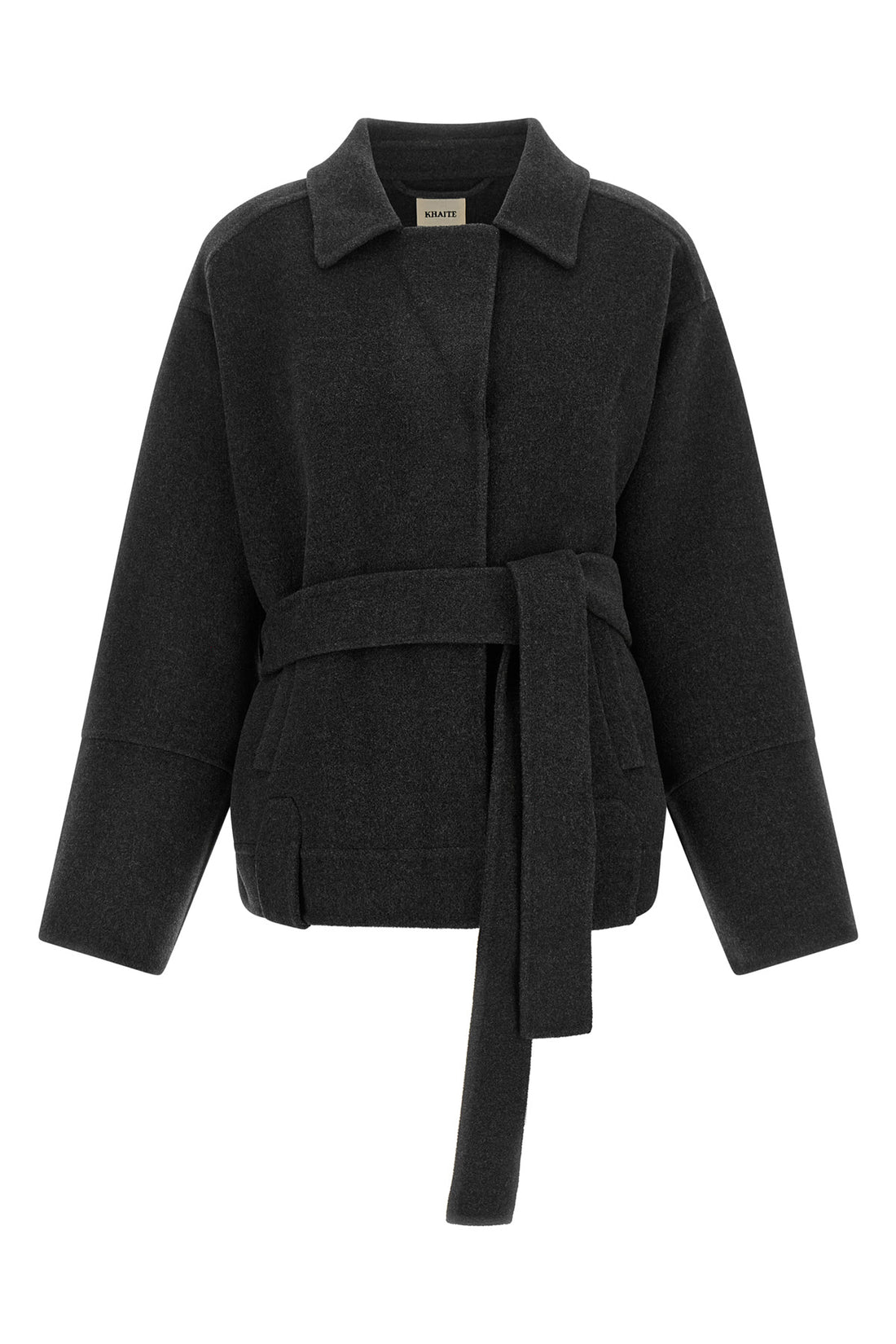 KHAITE S the khaite alder jacket in pure anthracite grey structured wool defines an ove
