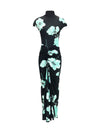 draped floral print dress