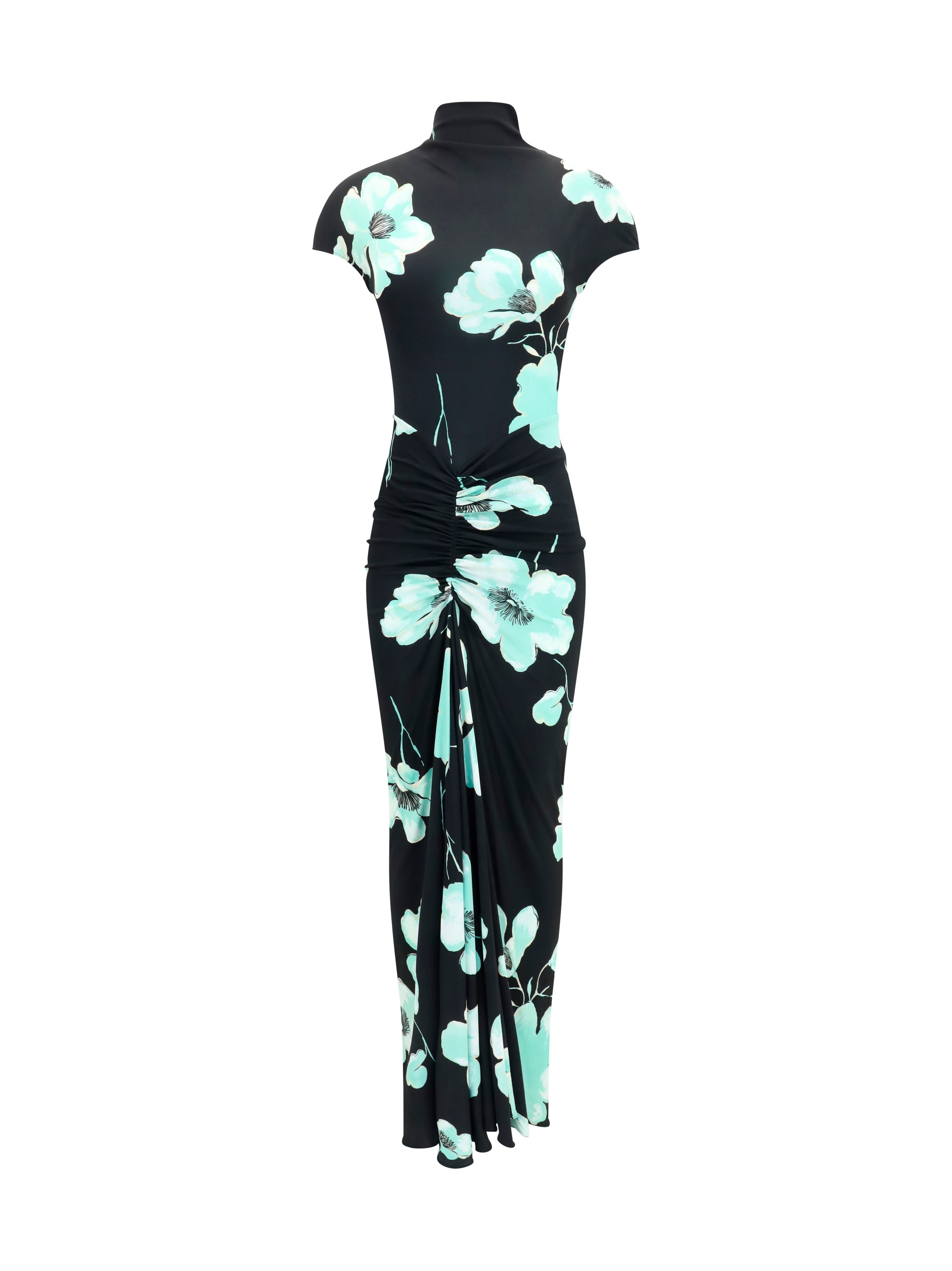draped floral print dress