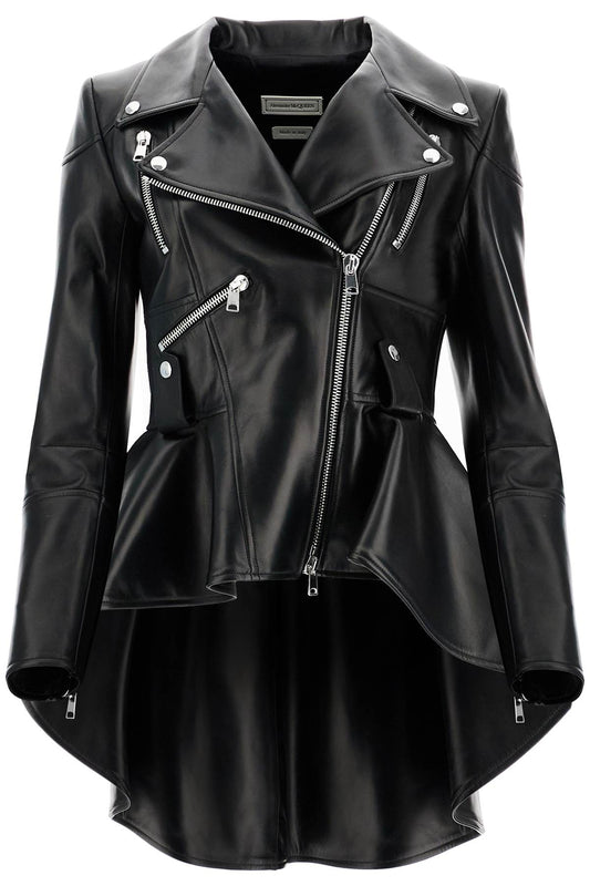 peplum leather biker jacket