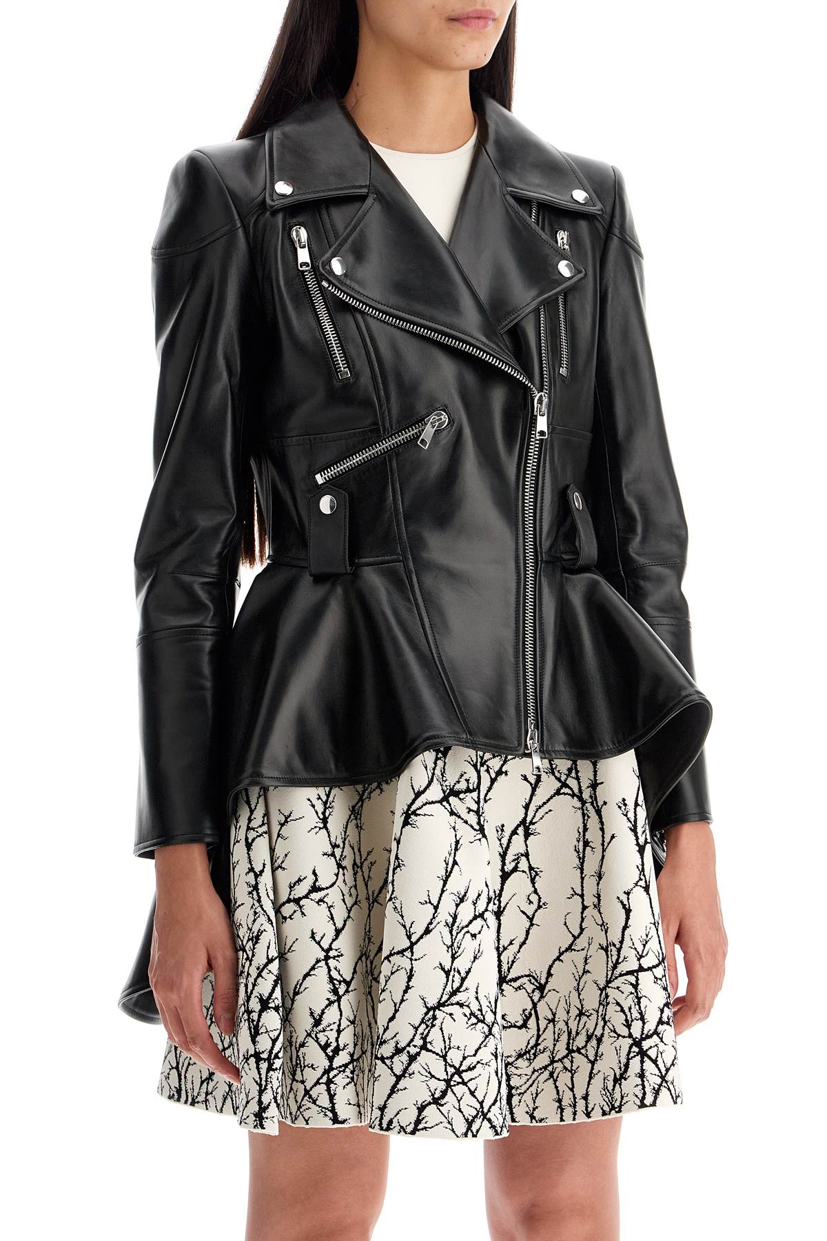 peplum leather biker jacket