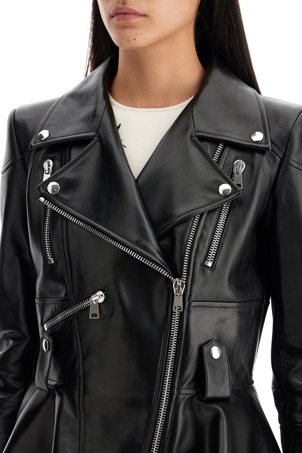 peplum leather biker jacket