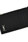black leather cuir glacè mat zip metallic silver logo