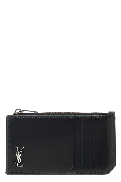 black leather cuir glacè mat zip metallic silver logo