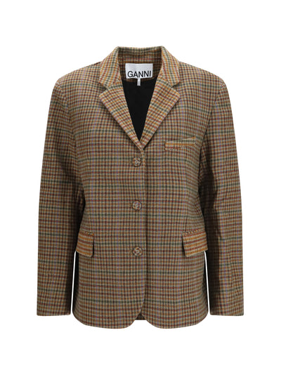 checked twill blazer